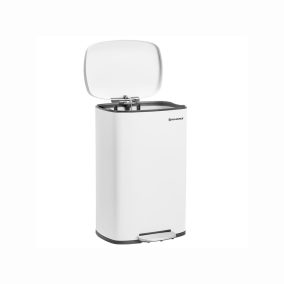   SONGMICS 50L Pedálos Kuka Fehér Acél Szemeteskuka Puha Záródással