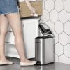 SONGMICS Slim Pedálos Szemetes 10L Acél Ezüst Lassú Záródású
