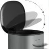 SONGMICS Pedálos Szemetes 5L Acél Fürdőszobai Hulladékgyűjtő Szürke-Fekete