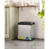 SONGMICS Duális Szelektív Hulladékgyűjtő 30L Rozsdamentes Acél Pedálos Szemetes
