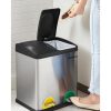 SONGMICS Duális Szelektív Hulladékgyűjtő 30L Rozsdamentes Acél Pedálos Szemetes