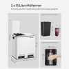 SONGMICS Dupla Szelektív Hulladékgyűjtő Acél Pedálos Szemetes 2x15L Fehér