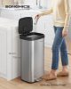 SONGMICS Prémium Rozsdamentes Acél Pedálos Szemeteskuka 68L Soft-Close Fedéllel
