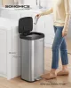 SONGMICS Prémium Rozsdamentes Acél Pedálos Szemeteskuka 68L Soft-Close Fedéllel