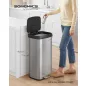   SONGMICS Prémium Rozsdamentes Acél Pedálos Szemeteskuka 68L Soft-Close Fedéllel