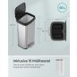   SONGMICS Prémium Rozsdamentes Acél Pedálos Szemeteskuka 68L Soft-Close Fedéllel