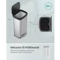   SONGMICS Prémium Rozsdamentes Acél Pedálos Szemeteskuka 68L Soft-Close Fedéllel