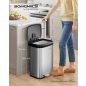   SONGMICS 50L Pedálos Szemetes Rozsdamentes Acél Szemeteskuka Ezüst-Fekete