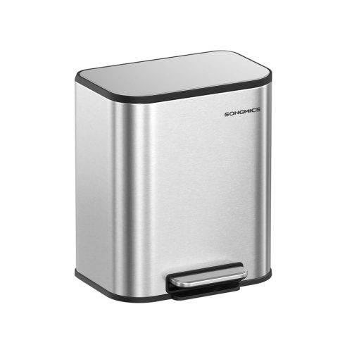 SONGMICS Pedálos Szemeteskuka 20L Rozsdamentes Acél Soft-Close Ezüst