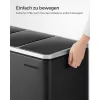 SONGMICS LTB54BK Háromrekeszes Pedálos Szelektív Hulladékgyűjtő Acél Fekete Soft-Close Fedéllel