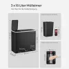 SONGMICS Hármas Szelektív Hulladékgyűjtő Pedálos Szemetes 3x18L Fekete
