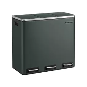   SONGMICS LTB54GS 3 rekeszes szelektív hulladékgyűjtő pedálos kukával acél antracitszürke soft-close fedéllel