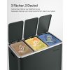 SONGMICS 3x18L Szelektív Hulladékgyűjtő Pedálos Szemeteskuka Puha Záródású Fedéllel Antracitszürke