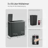 SONGMICS 3x18L Szelektív Hulladékgyűjtő Pedálos Szemeteskuka Puha Záródású Fedéllel Antracitszürke