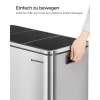 SONGMICS LTB54NL Háromrekeszes Pedálos Szelektív Hulladékgyűjtő Acél Ezüst-Fekete