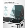 SONGMICS 3x18L Prémium Szelektív Hulladékgyűjtő Pedálos Szemeteskuka Puha Záródással Ezüst-Fekete