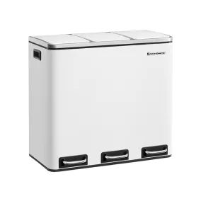   SONGMICS Háromrekeszes Szelektív Hulladékgyűjtő Pedálos Szemetes 3x18L Fehér
