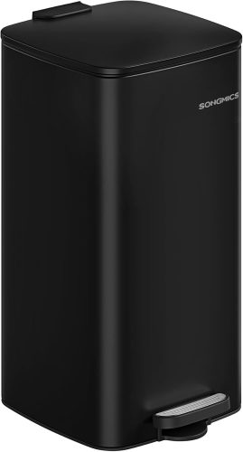 SONGMICS 30L Soft Close Pedálos Szemetes Acél Vázzal Fekete