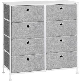   SONGMICS 8 Fiókos Tárolószekrény Textil Szürke-Fehér Fémvázas Komód