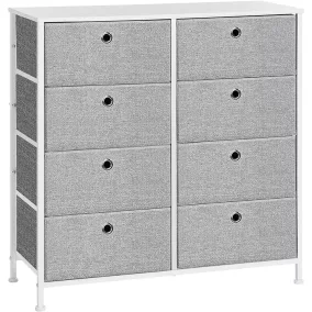   SONGMICS 8 Fiókos Tárolószekrény Textil Szürke-Fehér Fémvázas Komód