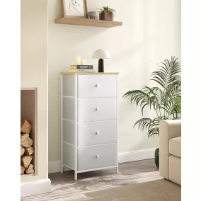   SONGMICS 4 fiókos komód fém vázzal fehér-tölgy színben