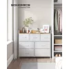 SONGMICS LTS523W57 fiókos szekrény textil fiókokkal fém vázzal fehér-fa színű