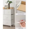 SONGMICS LTS523W57 fiókos szekrény textil fiókokkal fém vázzal fehér-fa színű