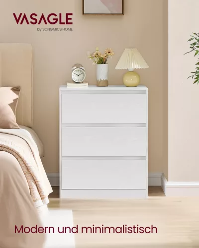 VASAGLE KAILYN Komód 3 Fiókkal Hófehér Modern Minimalist