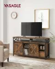 VASAGLE Farmhouse TV Szekrény Csúszóajtós Ipari Stílusú Állvány Rusztikus Barna-Fekete