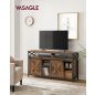   VASAGLE Farmhouse TV Szekrény Csúszóajtós Ipari Stílusú Állvány Rusztikus Barna-Fekete