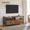 VASAGLE Industria TV Szekrény Rusztikus Barna-Fekete Acélvázzal