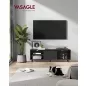   VASAGLE Modern TV Szekrény 60 colos TV-hez Bordázott Üveggel Kőrisfa-Fekete