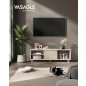 VASAGLE Modern TV Szekrény 60" Képernyőhöz Bordázott Üveggel Felhőfehér-Natúr