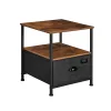 SONGMICS Ipari Stílusú Éjjeliszekrény Tárolófiókkal Rusztikus Barna-Fekete