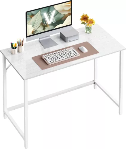 VASAGLE íróasztal 100 x 50 x 76 cm juharfehér és felhőfehér állítható lábakkal