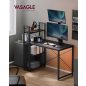 VASAGLE Ipari Számítógépasztal Tárolópolcokkal 120 cm Ébenfekete