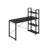 VASAGLE Ipari Stílusú Számítógépasztal Tárolópolcokkal Ébenfa Fekete