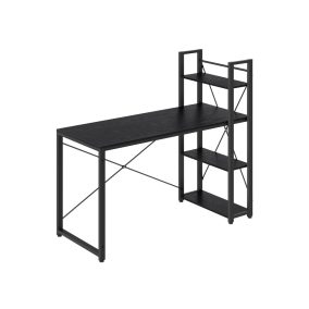   VASAGLE Ipari Stílusú Számítógépasztal Tárolópolcokkal Ébenfa Fekete