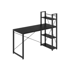   VASAGLE Számítógépasztal Polcrendszerrel Ipari Stílus Ébenfa Fekete 137,2 cm