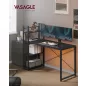   VASAGLE Számítógépasztal Polcrendszerrel Ipari Stílus Ébenfa Fekete 137,2 cm