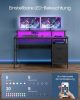 VASAGLE Gamer Íróasztal LED Világítással és Monitortartóval Ébenfa Fekete