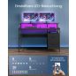VASAGLE Gamer Íróasztal LED Világítással és Monitortartóval Ébenfa Fekete