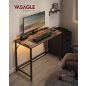 VASAGLE LED Gamer Íróasztal Beépített Elosztóval Vintage Barna-Fekete