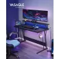   VASAGLE LED Gamer Asztal Beépített Tápegységgel és Monitortartóval Fekete