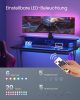 VASAGLE LED Gamer Asztal Beépített Tápegységgel és Monitortartóval Fekete