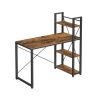 VASAGLE ALINRU Ipari Stílusú Számítógépasztal Tárolópolcokkal Rusztikus Barna-Fekete