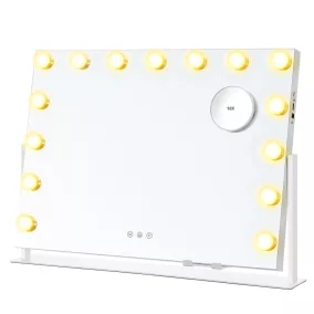   SONGMICS LWM001W02 sminktükör 15 LED izzóval matt fehér 58 x 43 cm