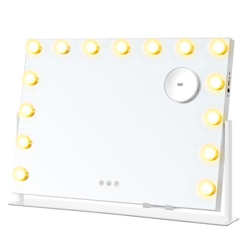 SONGMICS LWM001W02 sminktükör 15 LED izzóval matt fehér 58 x 43 cm