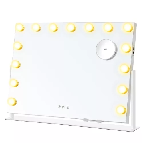 SONGMICS LWM001W02 sminktükör 15 LED izzóval matt fehér 58 x 43 cm