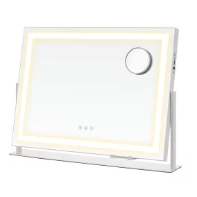   SONGMICS LWM002W02 LED-es sminktükör 15 izzóval matt fehér érintésvezérléssel